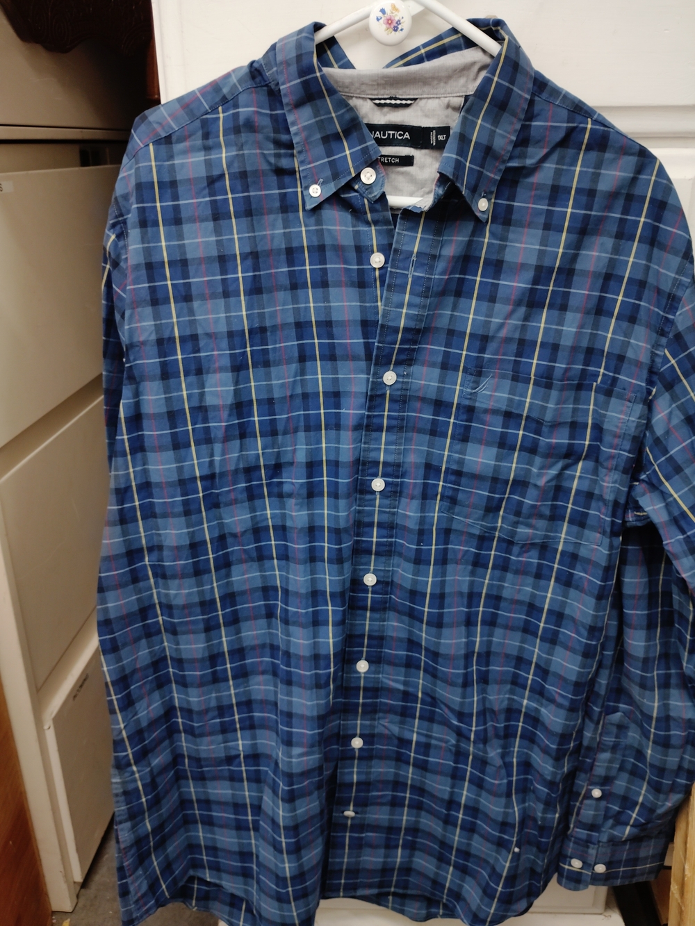 XLT Nautica Men’s Blue Plaid Button-Down Shirt